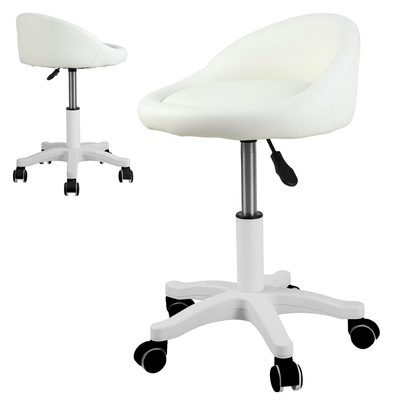 Fumweeb Rolling Stool, Ergonomic Swivel Salon Chair Adjustable Height