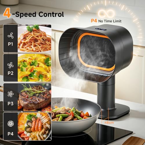 Image of Portable Range Hood,4-Speed Desktop Exhaust Fan with adjustable Height | 4-speed Fume Capture Shield desktop exhaust fan with djustable height. 52dB, with 10 carbon filters. for indoor BBQ, RV.