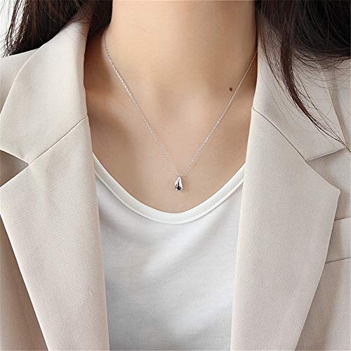 Dainty Teardrop Necklace for Women Girls Sterling Silver Minimalist Simple Tiny Oval Bead Beans Pear-Shaped Pendant Choker BFF Necklace Fashion Adjustable Chain 18" Jewelry Wedding Birthday Gift4