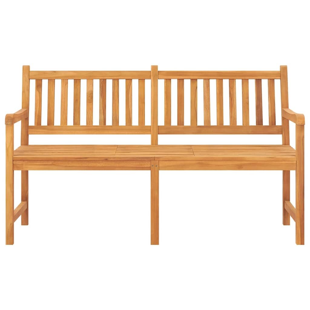 Mangloder Banco de jardín de 3 plazas de madera maciza de teca con mesa desplegable de 150 cm, banco de madera resistente a la intemperie con reposabrazos y respaldo para terraza, balcón, jardín y