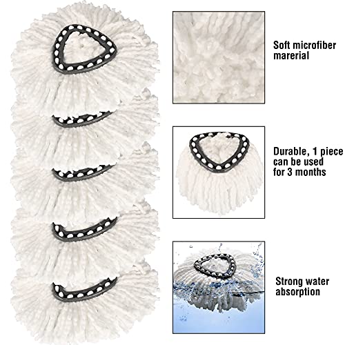 12 Pack Spin Mop Replacement Heads, 100% Microfiber Spin Mop Refill For Easy Wring Compatible With Triangle Spin Mop, 360 Degree Spinning Mop Replace Head For Floor Cleaning #TOP3