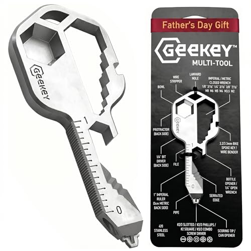 Geekey Keychain Multitool – Key Tool with 16+ Functions | Bottle Opener Keychain, EDC Multitool...