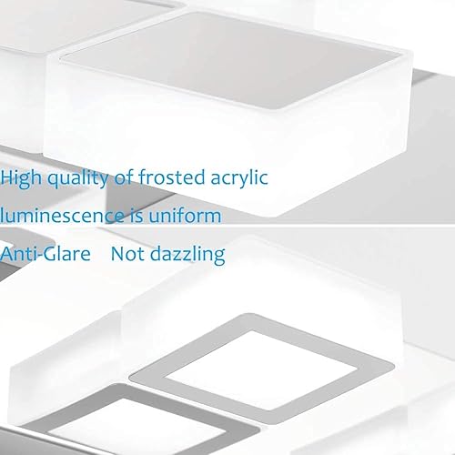 Miniatura 7 de Ralbay - Modernas luces cromadas para tocador de baño, atenuables, con 6 luces, de acrílico y acero inoxidable, accesorios de iluminación LED para