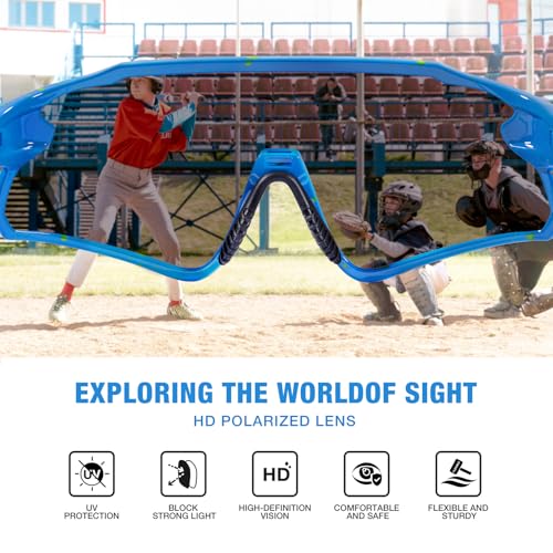 Image of RIVBOS Youth Baseball Sunglasses for Kids(Boys&Girls) Polarized UV Protection Cycling Glasses RYS007