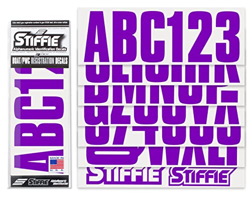 Image of STIFFIE Uniline Purple 3 inch Boat & PWC Registration Decals • Numbers Letters Stickers