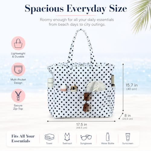 Image of LEDAOU Beach Bag Waterproof Sandproof Women Beach Tote Pool Bag with Zipper for Swim Gym Grocery Travel with Wet Pocket | Sandproof
