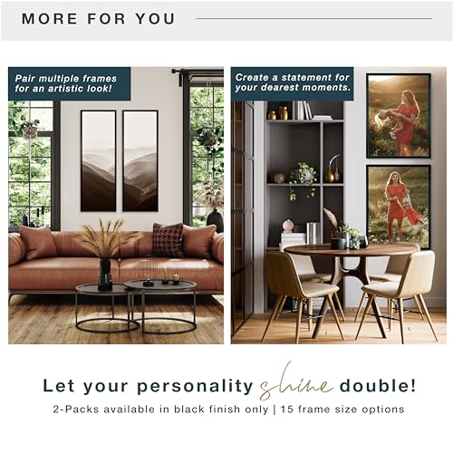 Image of MCS Foundation 16x20 Poster Frame Traditional Black, Vertical & Horizontal Wall Hanging Large Picture Frame for Photos, Posters & Art Prints (2-Pack)