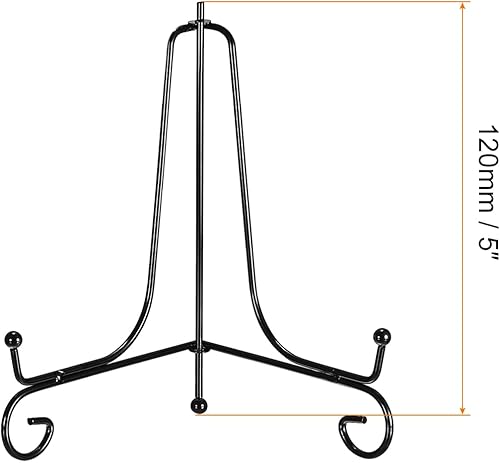 Miniatura 2 de uxcell Soporte de placa para exhibición, 5 pulgadas, 4 piezas, soporte decorativo de hierro, caballete de metal, soporte de exhibición plegable para