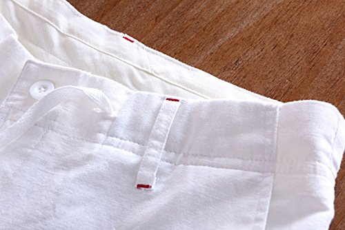 Chouyatou B07SD4D5K2 Men'S Casual Drawstring Straight Fit Beach Linen Capri Pants thumb #3