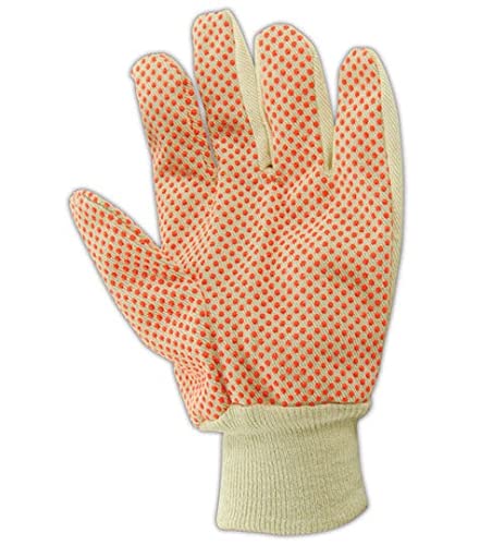 MAGID MultiMaster Canvas Gloves with PVC Dots & Knit Wrists, 12 Pairs, Size Men's (Fits Large) (T40P)
