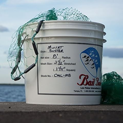 Bait Buster Mullet Cast Nets 1-1/4" Sq. Mesh (8 ft. Radius) Cover