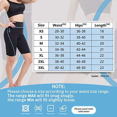 Goldfin Women Wetsuit Shorts, 2Mm Neoprene Shorts Swim Pants For Water Aerobics Surfing Diving Swimming Snorkeling Floating Canoeing (Black With Blue Stripe, L) #TOP1