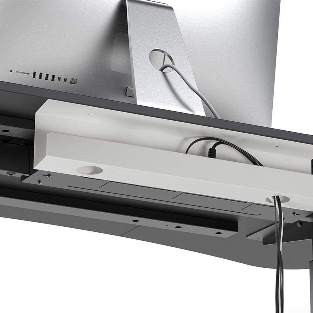 Drahtmanagement-Tablett für den Schreibtisch, 43,2 cm, Metalllösung für Kabelaufgeräumung, 2 Stück, für Zuhause oder Büro (weiß)