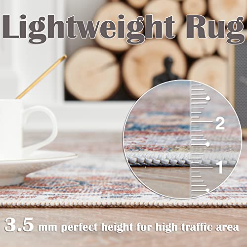TOPICK Door mat Washable 60x90cm Light Red Entryway Doormat Indoor Floral Print Small Rug Thin Lightweight Non Slip Carpet for Kitchen Bathroom - Image 4