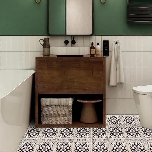 Image of Moroccan Tile Stickers | Waterproof Self Adhesive Peel & Stick Tile Decals for Kitchen Backsplash, Bathroom Wall, Floor, Furniture & Glass (8x8 Inch, Design 53)