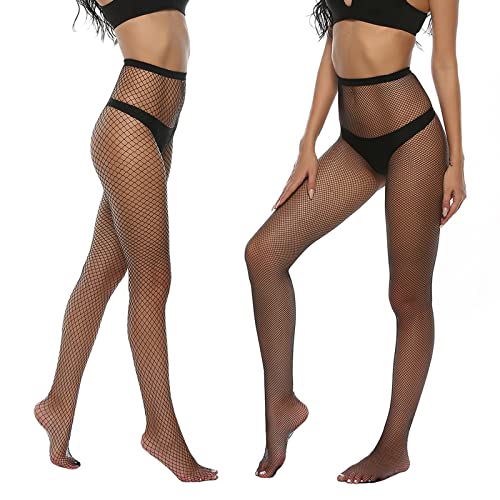 Image of Yilanmy Fishnet Stockings Plus Size Black Net Patterned Tight Suspender Crotchless Pantyhose for Women Sexy