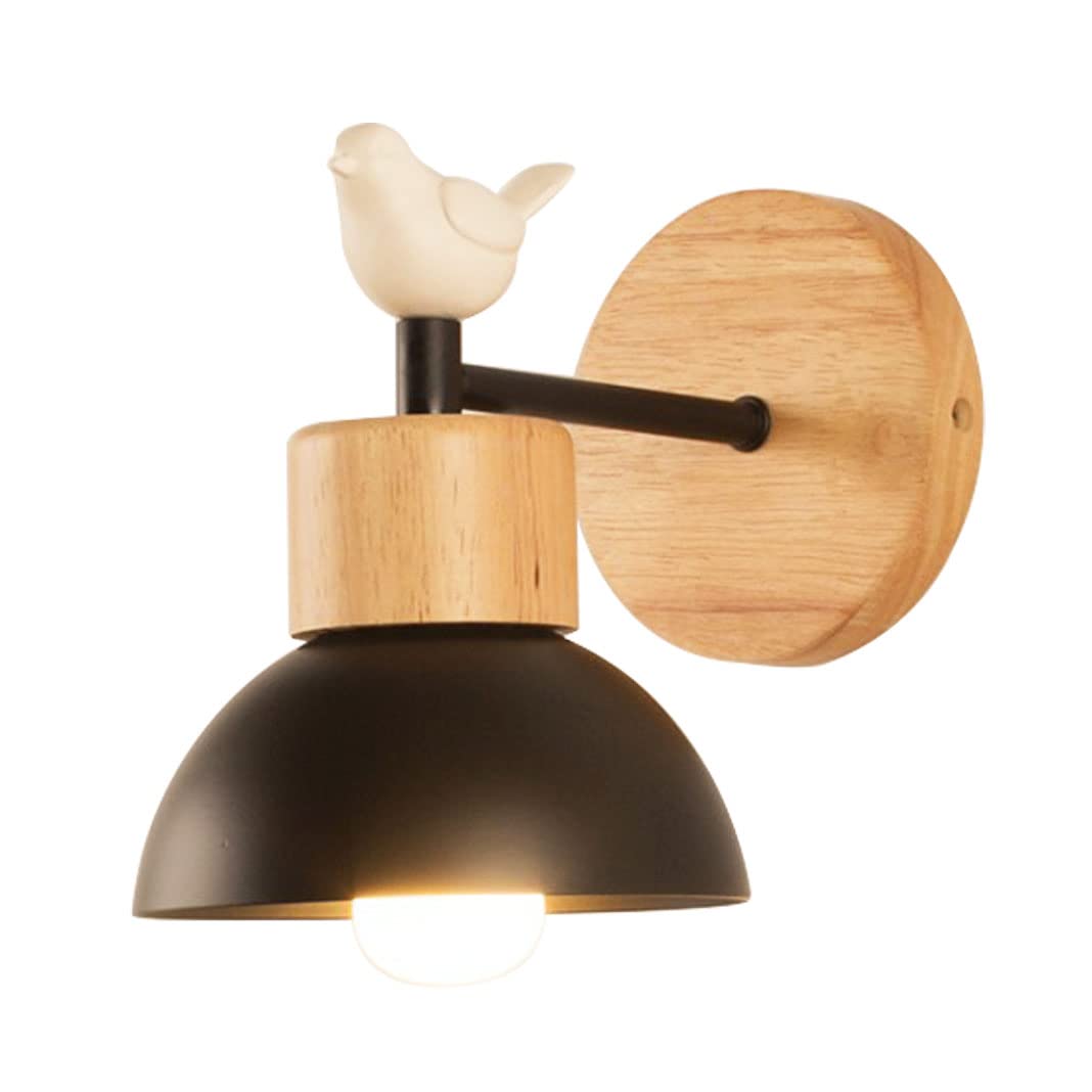 HUAYUSEDF Nordic Wall Light fixtures Creative Bird Sconce Lamps Aisle Lights Wood Corridor Lamp Bedside Mounted Reading for Living Room Children's Kid's Bedroom, E27 (White 1)(Black 1)