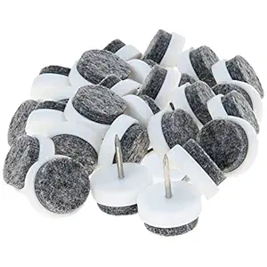 MroMax 26Pcs White Furniture Felt Pad Round Heavy Duty Nail-on Slider Glide Pad Floor Protector (20 x 24mm Dia. x Hight)
