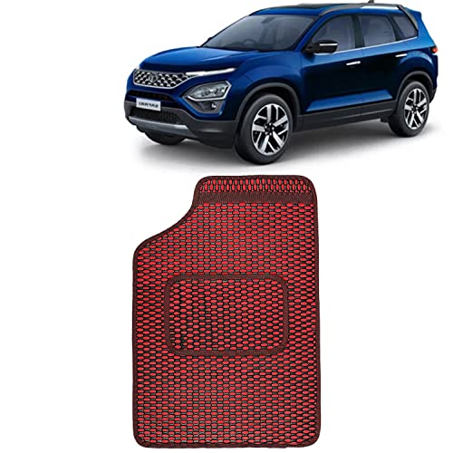Image of Kingsway Dotted Design Car Floor Foot Mats Universal Fit for Tata Safari, Model Year : 2021 Onwards, Water and Dustproof, Color Red, Set of 5 Pieces