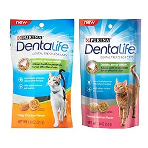 Purina Dentalife Dental Treats for Cats Bundle; Savory Salmon and Tasty Chicken