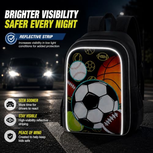 Image of gxtvo 3PCS Soccer Backpack for Boys, 17 inch Kids Football Bookbag with Lunch Box, Water Resistant Middle Elementary School Bag - Multiple Balls