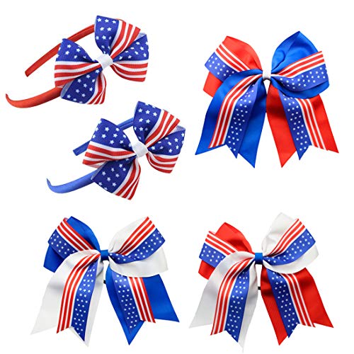 Evealyn Independence Day Flag 8 inches Hair ring Head Boppe Set,Patriotic headband Fashion Hair Hoop headwear Accessorie