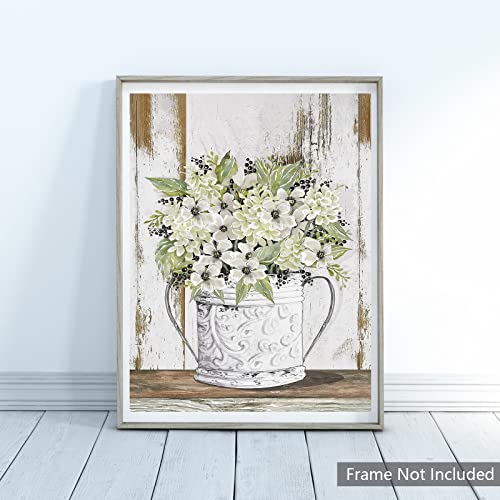 Rustic Floral Wall Art Country Bathroom Wall Decor Farmhouse Style Poster White Flower Canvas Prints Jar Flower Wall Art Home Decor For Bathroom Bedroom Living Room 16X24 Inch No Frame #TOP2
