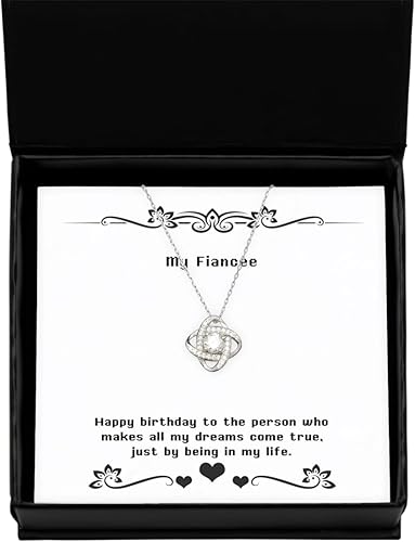 Best Fiancee Gifts, Happy birthday to the person who makes all my dreams come,, Inspire Love Knot Silver Necklace For From , , Funny fiancee, Gift