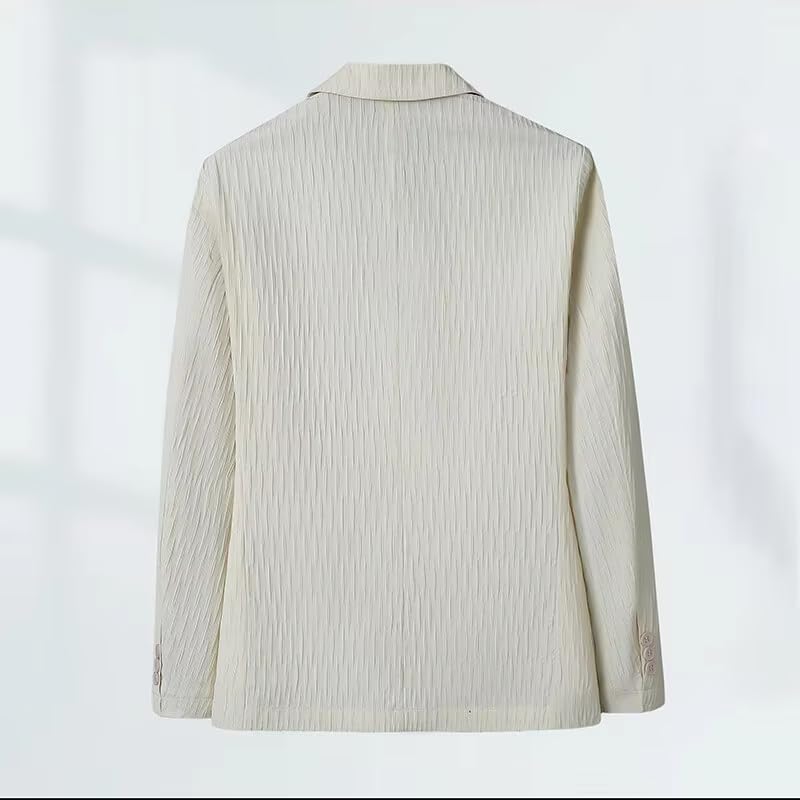 Men's Jacket Summer Breathable Lightweight Korean Suit Blazer for Men-Beige 5
