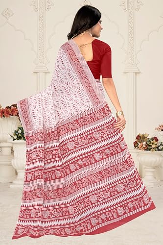 Image of TAMAIRA FASHION Mulmul Pure Cotton Saree For Woman Warli Printed|Office Wear Daily Wear Sarees For Women Without Blouse Piece(Available in 19 Colours)