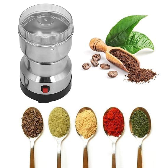 Image of Drumstone 𝟏𝟓 𝐘𝐞𝐚𝐫𝐬 𝐆𝐮𝐚𝐫𝐚𝐧𝐭𝐞𝐞 Portable Stainless Steel Electric Grinder for Dry Spices, Coffee Beans, Grains, Masala, Herbs | One-Touch Silent Operation | High-Speed Multipurpose Mill