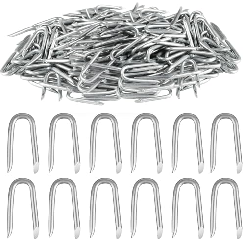 300 Pcs Galvanised U Nails for Fencing U Shaped Nails, Steel Chicken Wire Fencing Staples, Netting