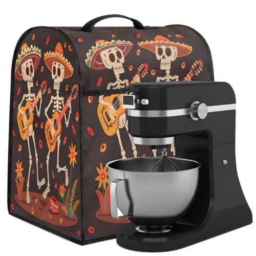 Coffee Maker Cover Music Skull Kitchen Appliance Covers Small Appliance Covers Blender Cover Juicer Cover Dust Covers for Kitchen Appliances with Top Handle and Pockets,Washable,B497