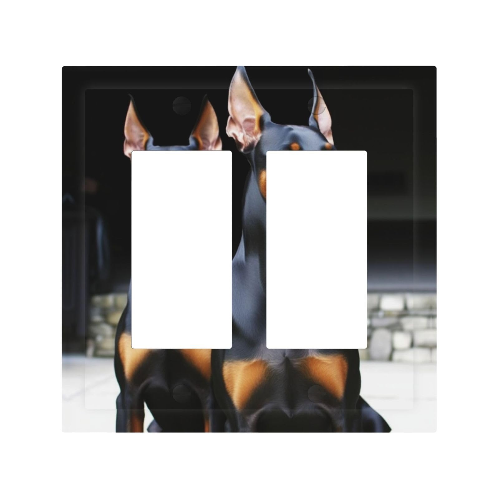 2-Gang Light Switch Cover doberman Wall Plate for Electrical Outlets Double Decorator Wall Plates 4.9" x 5" Mid-size Receptacle Outlet Covers Blank Faceplate Cover
