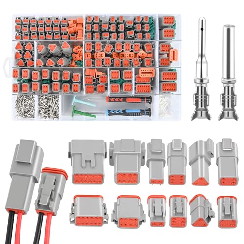 Nilight 2 3 4 6 8 12 PIN DT Connector Kit 50 Sets Size 16 Stamped Formed Contacts for 14-18 AWG Wires DT Series w/Removal Tool for Car Truck Motorcycle Off-Road Vehicles Boat