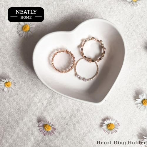 Image of Aesthetic Handmade Heart Ring Holder Trinket Tray Handmade | Jewelry Organizer | Vanity Tray for Women | Minimalist Home Decor, Candle Holder & Multipurpose - 8 x 8 cm