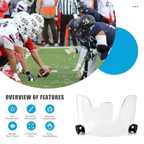 Football Visor, Universal Clear Football Visor Fits Youth & Adult & Kids, Professional Football Visor for Football & Lacrosse Helmet, Football Protective Gear, Football Helmet Eye-Shield Visor - Image 5