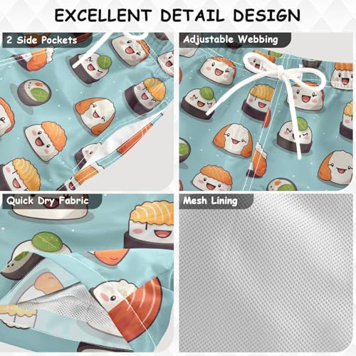 senya Cartoon Sushi Boys Swim Trunks Toddler Shorts Swimwear Boardshorts3