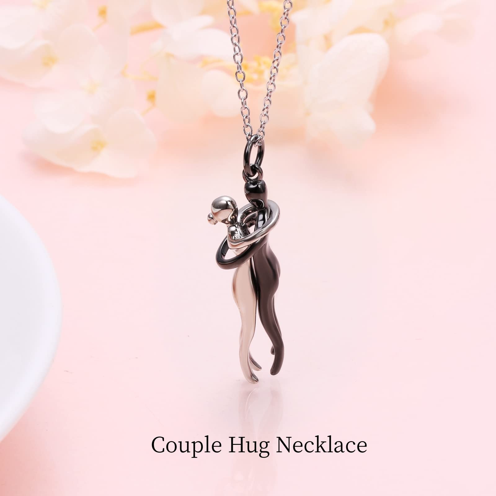 Flyow Umarmung Paar Halskette 925 Sterling Silber Umarmungs-Halskette Geschenke zum Jahrestag Für Sie und Ihn Herren Damen