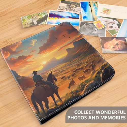 Álbum de Fotos Autoadhesivo con Diseño de Vaquero a Caballo, Libro de Recuerdos para Scrapbooking, Cubierta de Cuero Sintético, para Bodas, Aniversarios y Fotos Familiares, DIY miniatura 5