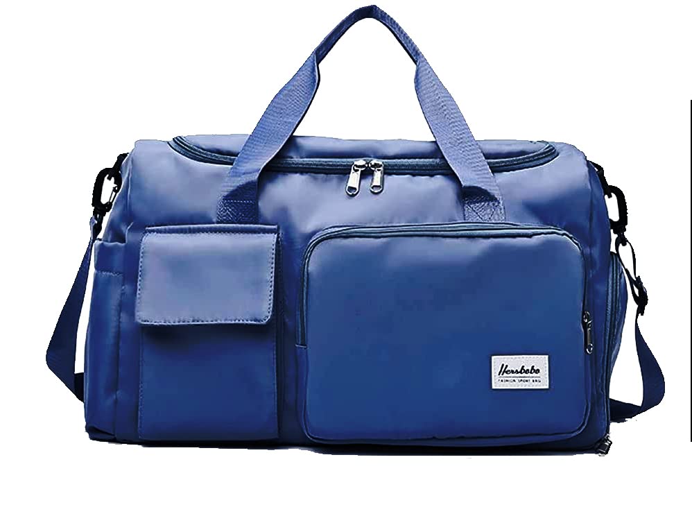 Image of Slovenia Women's Oxford Cloth, PVC Material, Metal, Nylon Waterproof Travel Sports Gym Duffle Bag with Wet Pocket & Shoe Compartment Bag (Large, Blue, 400 Gram)