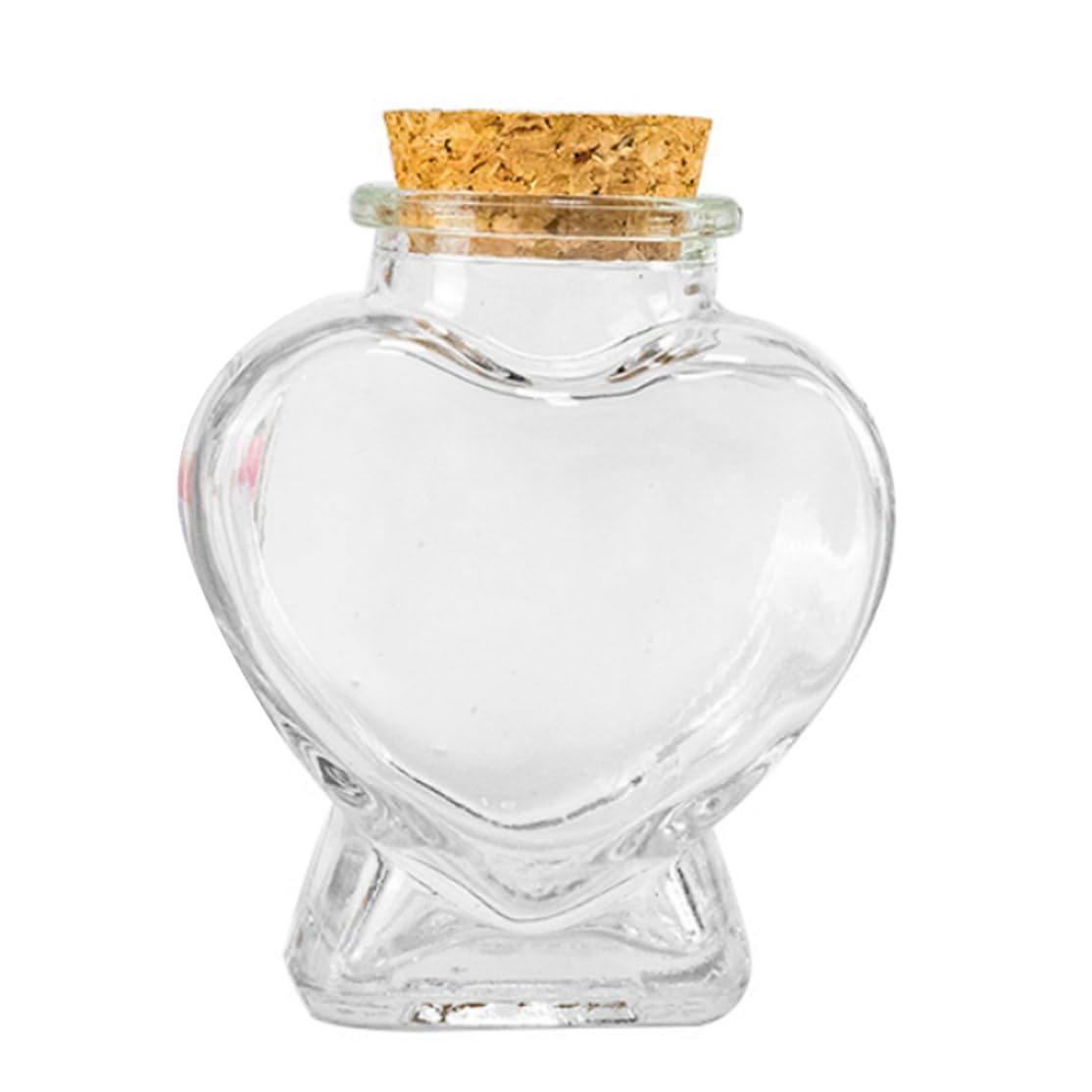 BEAHING Mini Glass Bottle Heart Shaped Wish Bottle Clear Storage Jars Containers with Cork Heart Shape Glass