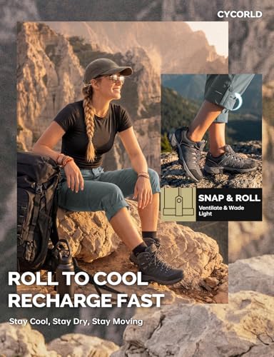 Image of Cycorld Women's-Hiking-Pants-Convertible Quick-Dry-Stretch-Lightweight Zip-Off Outdoor Pants with 5 Deep Pockets
