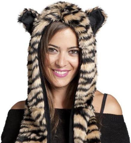 Tiger Full Animal Hood Faux Fur 3-in-1 Function
