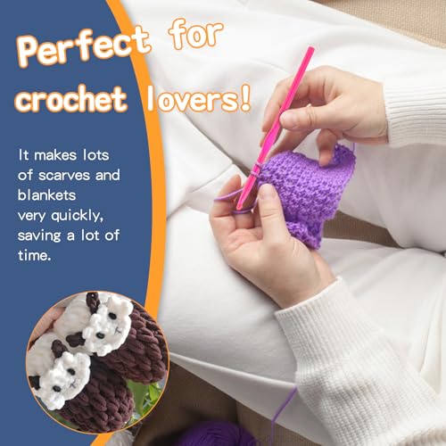 Image of QMNNMA 5 mm Crochet Hook, Ergonomic Crochet Hooks, Crochet Needles | Ergonomic Handle for Arthritic Hands, Colorful Transparent Crochet Hook for Beginners and Crocheting Yarn