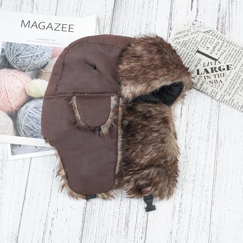 Image of ONWAY Trapper Hat Winter Hats for Women Men with Faux Fur Ear Flaps