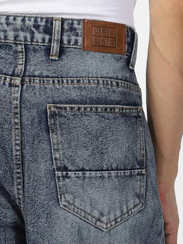 Image of Urbano Fashion Men's Loose Mid Rise Baggy Fit Washed Jeans Non-Stretchable