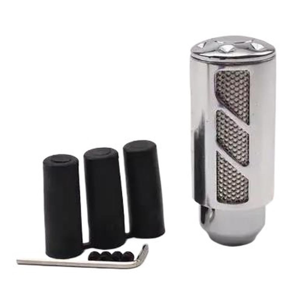 HYASDBWE Universal Aluminum Alloy Gear Shift Knob Car Accessories Gearshift Shifter Stick Lever Headball MT Gear Shifter Parts(Silver)