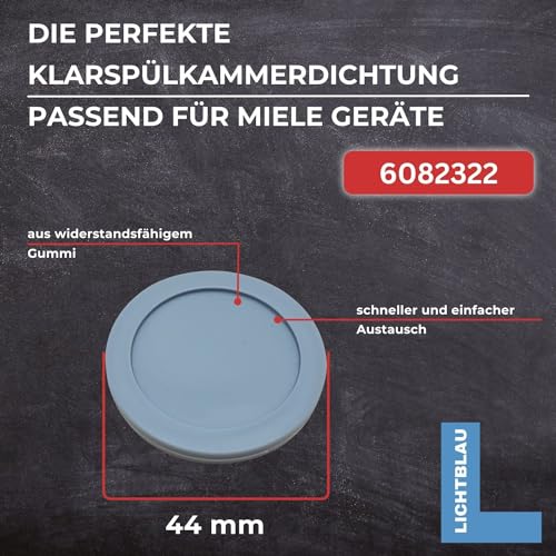 LICHTBLAU Klarspülkammerdichtung 44mm aus Gummi für Dosiereinheit I passend für Miele Geschirrspüler 6082322 06082322 I Ersatzteil für Geschirrspülmaschine
