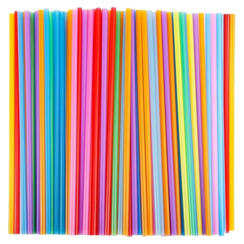 200 pitillos plásticos flexibles y coloridos, 23 cm largo miniatura 1